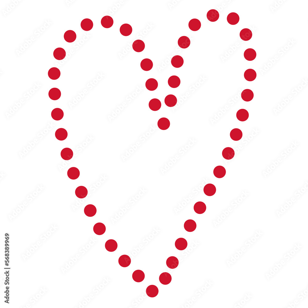Dot Red Heart doodle isolated