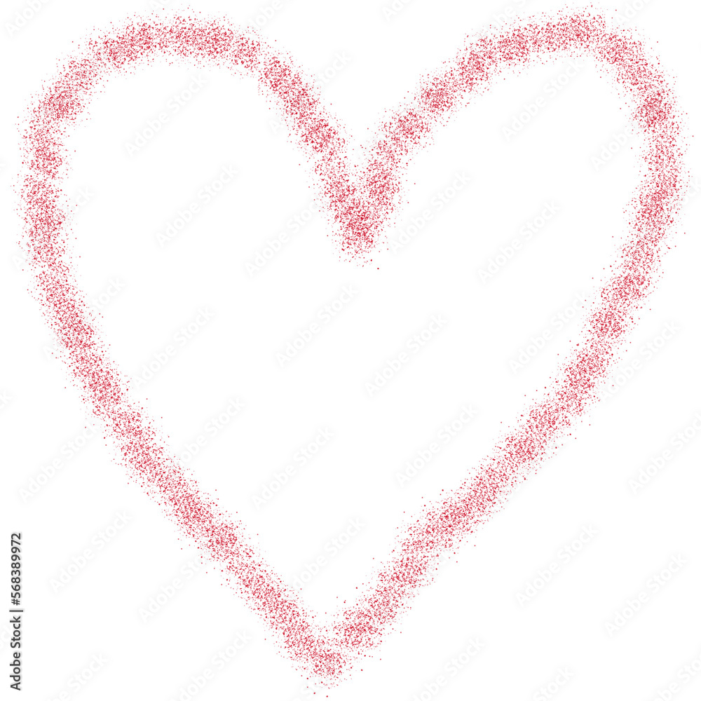 Paint Red Heart doodle isolated