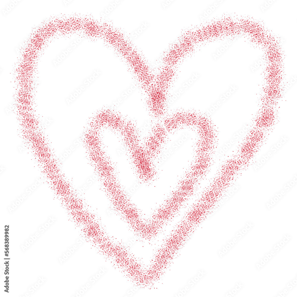 Paint Double Red Heart doodle isolated