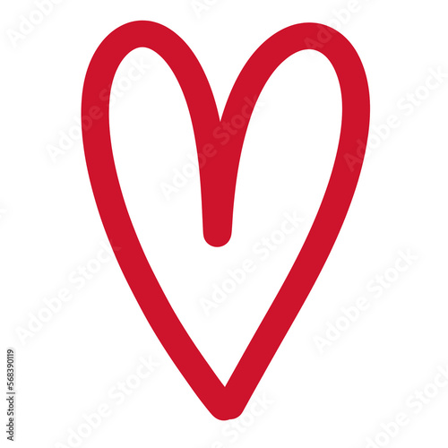 Red Heart doodle isolated