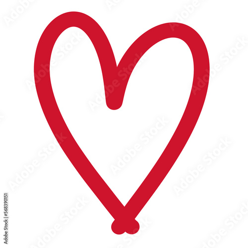 Red Heart doodle isolated