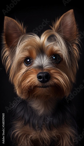 young dog, yorkshire terrier, generative AI
