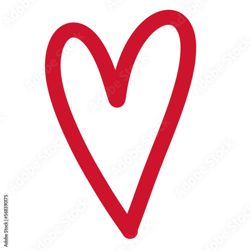 Red Heart doodle isolated