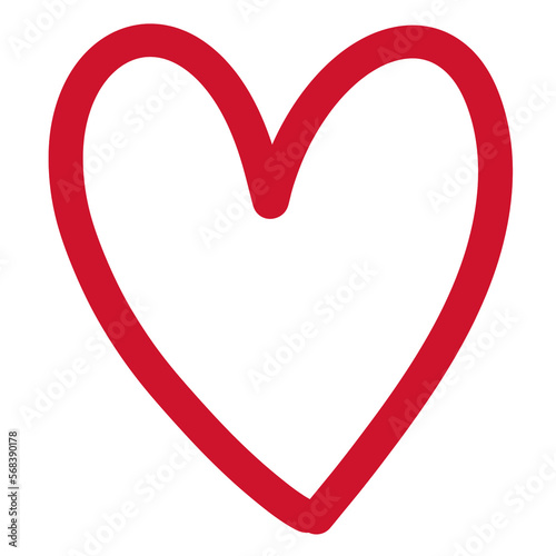 Red Heart doodle isolated