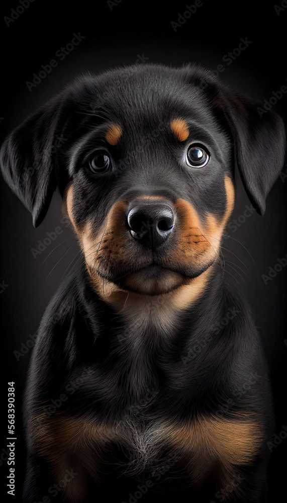 young dog, rottweiler, generative AI young dog, rottweiler, generative AI