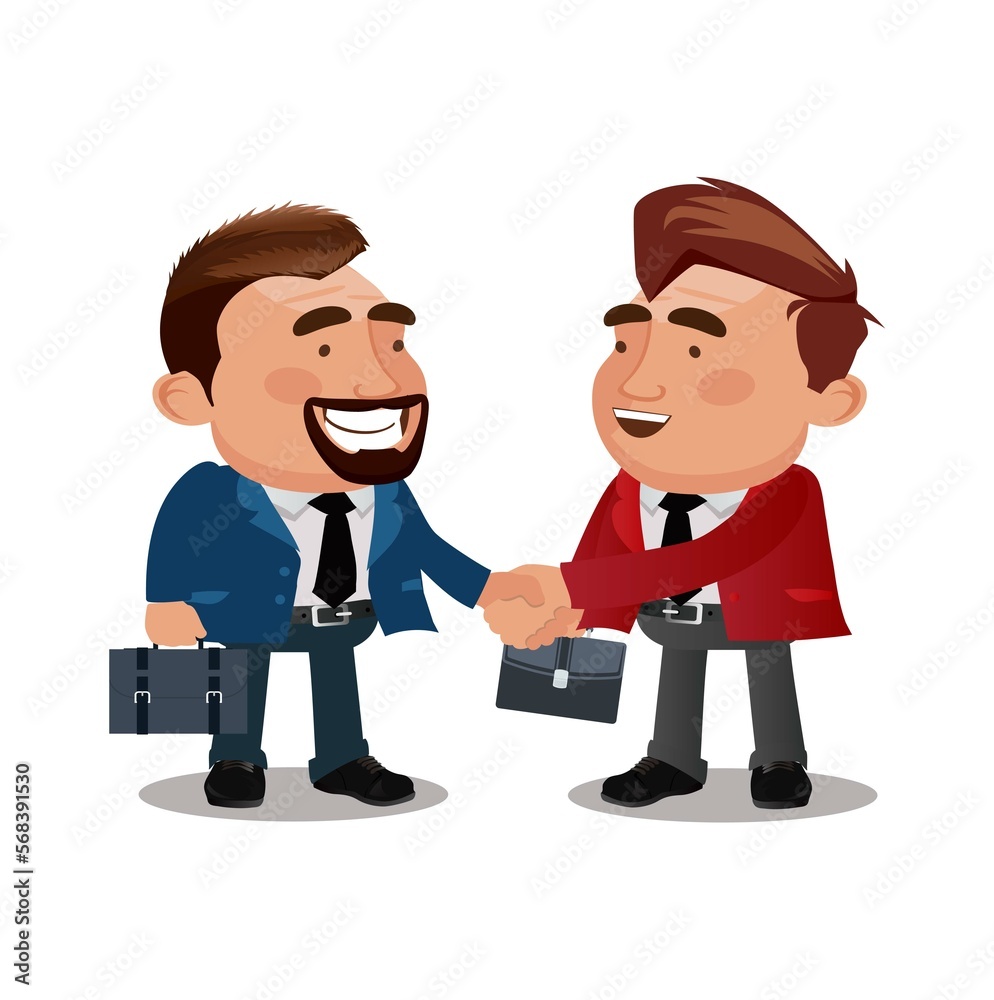 Businessman partners shaking hands after signing contract agreement Businessman partners shaking hands after signing contract agreement
