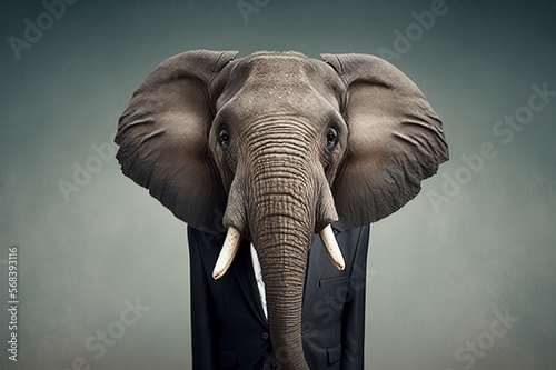 Portrait of a African Elephant in a business suit ready for action. © AI Indigo