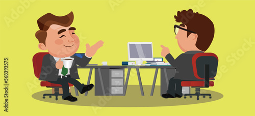 Business people or colleagues sitting together and drinking coffee or tea having nice chat