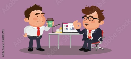 Business people or colleagues sitting together and drinking coffee or tea having nice chat