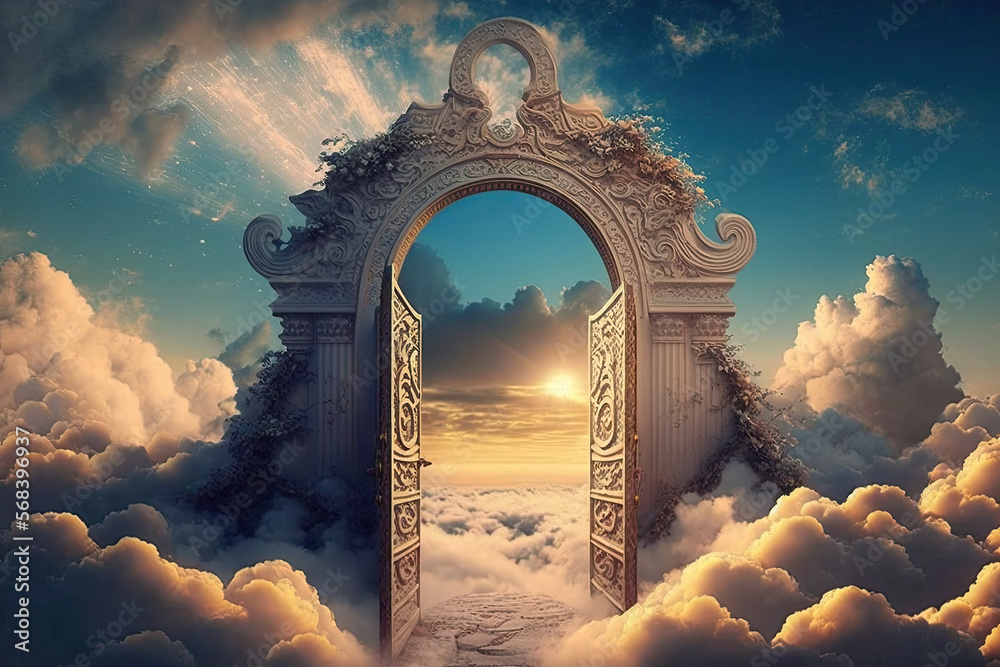 The gates of heaven, the gates of paradise. Generative AI. Stock