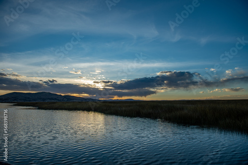 sunset over the lake