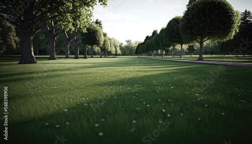 a beautiful lawn in the middle of a park. Generative AI