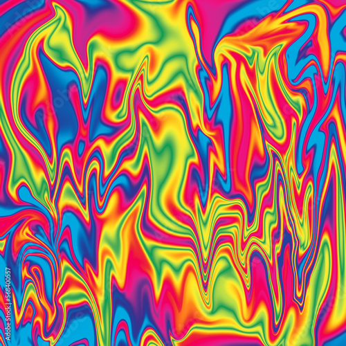 Abstract wavy psychedelic multicolored background image.