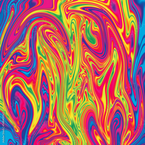 Abstract wavy psychedelic multicolored background image.