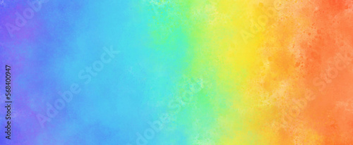カラフルな水彩の筆の跡　パノラマ