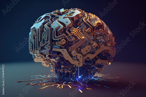 Artificial intelligence with a digital brain. Generative AI