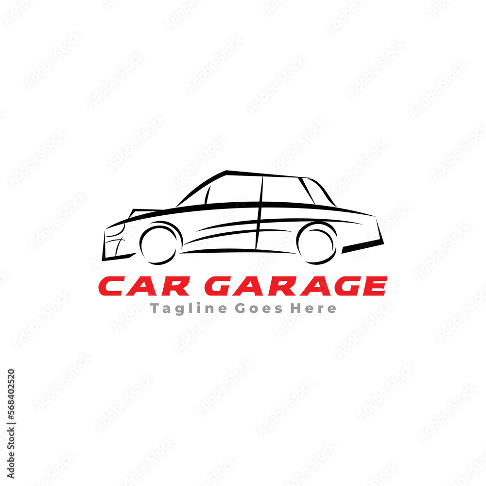 Auto car line art logo design vector illustration.