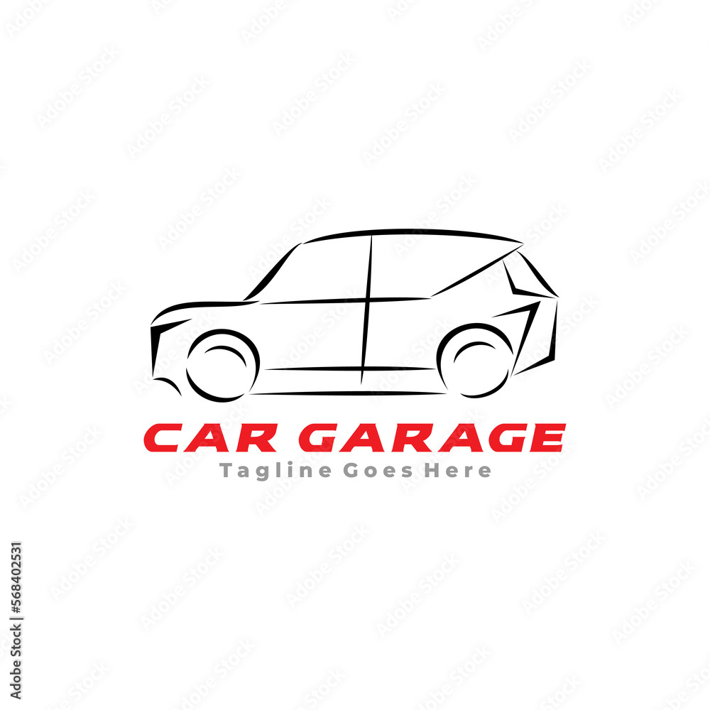Auto car line art logo design vector illustration.
