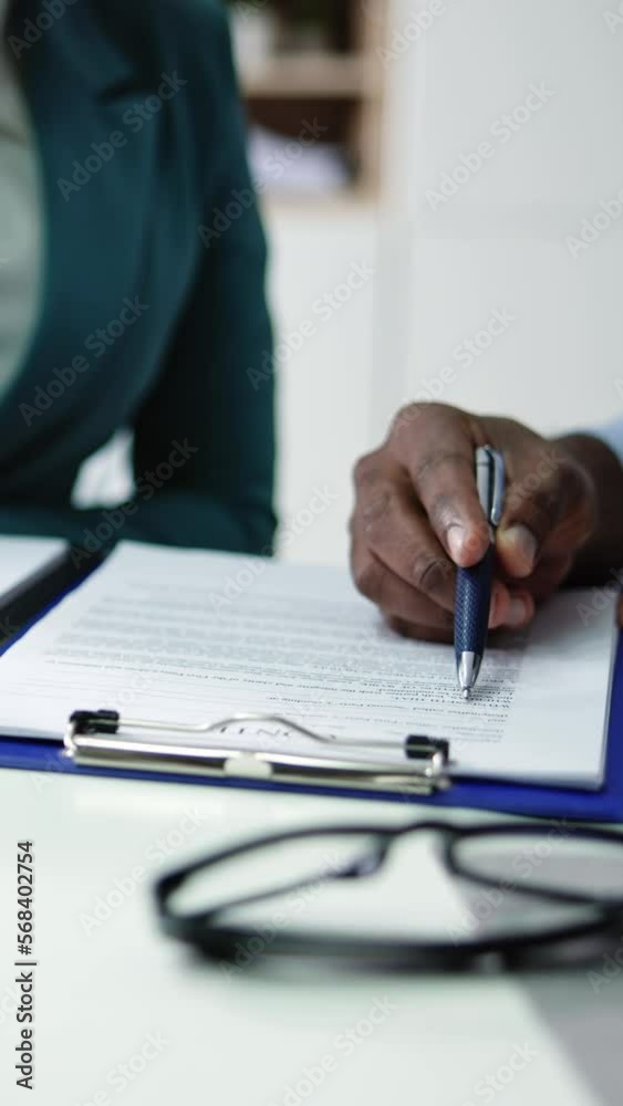 Two Businesspeople Hand Working