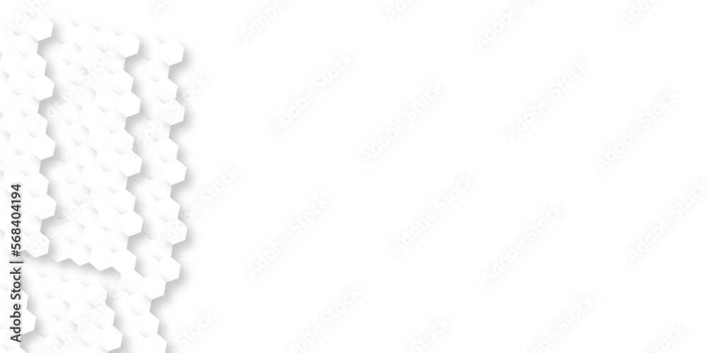 Obraz premium Abstract background with hexagon . white texture background . white hexagon light and shadow abstract background. 