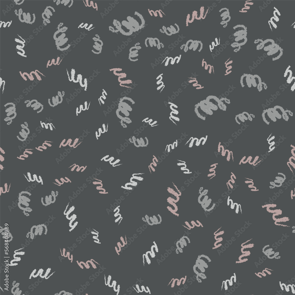 Abstract seamless pattern with swirls, ribbons on a gray background. Abstract seamless pattern with swirls, ribbons on a gray background.