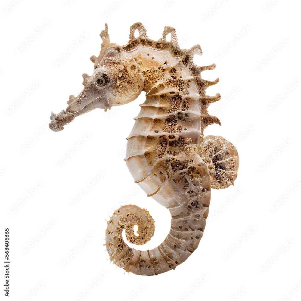 sea horse (ocean marine animal) isolated on transparent background cutout - obrazy, fototapety, plakaty 
