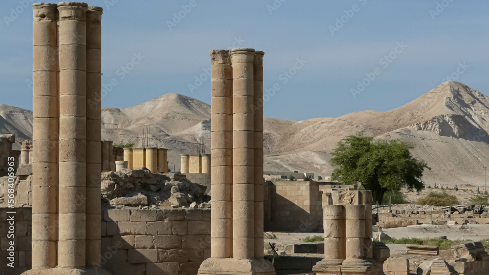 The columns in the  ruins of Hisham's Palace in Jericho, Israel. 
