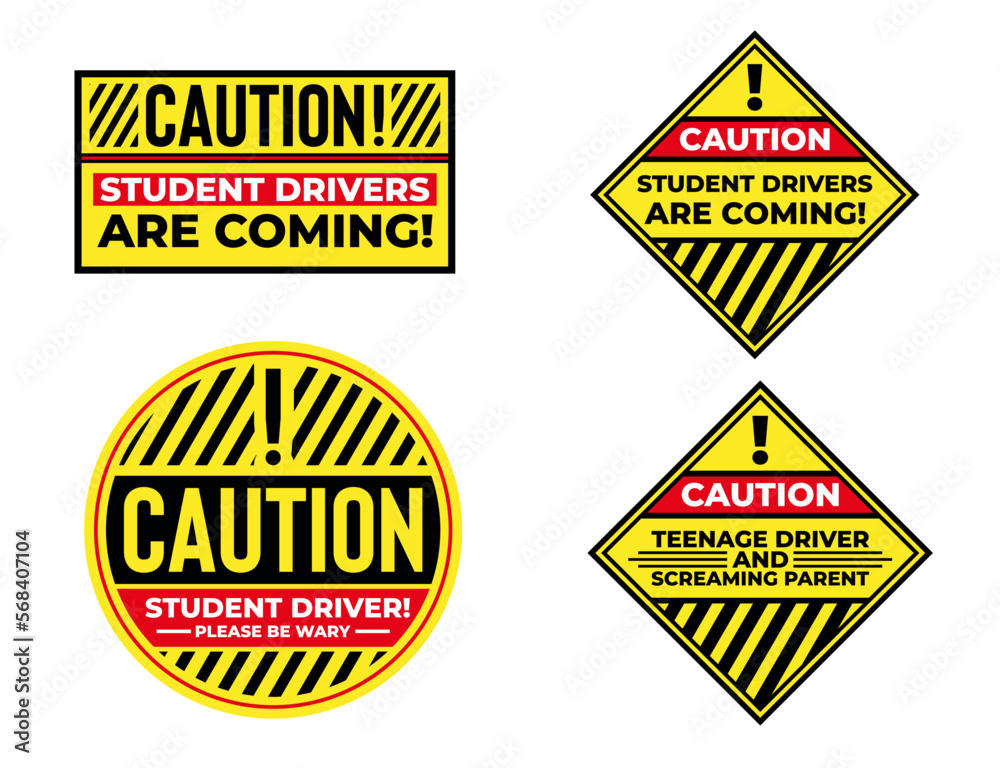 caution sign for student driver to be wary illustration vector 2
