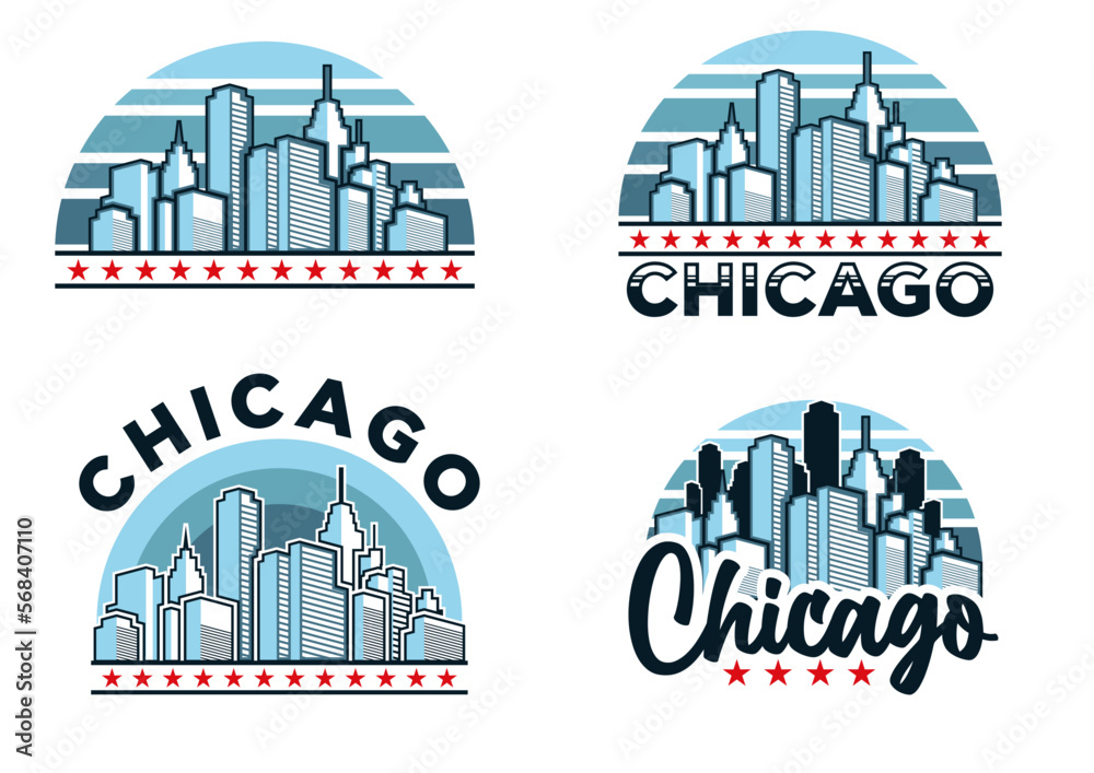 Obraz premium chicago cityscapes from a far illustration