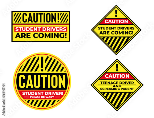 caution sign for student driver to be wary illustration vector 2