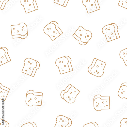 Toast line pattern. Seamless vector simple pattern with bread on a white background