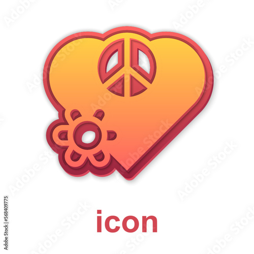 Gold Love peace icon isolated on white background. Hippie symbol of peace. Vector
