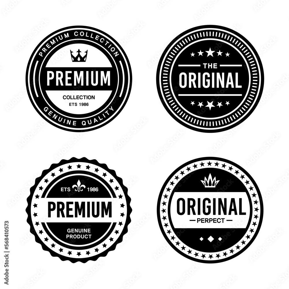 Classic Vintage Retro Premium Vector Badge, Emblem, Logo, Label, Sticker, Stamp, Symbol, Seal, Banner Frame Collection Set