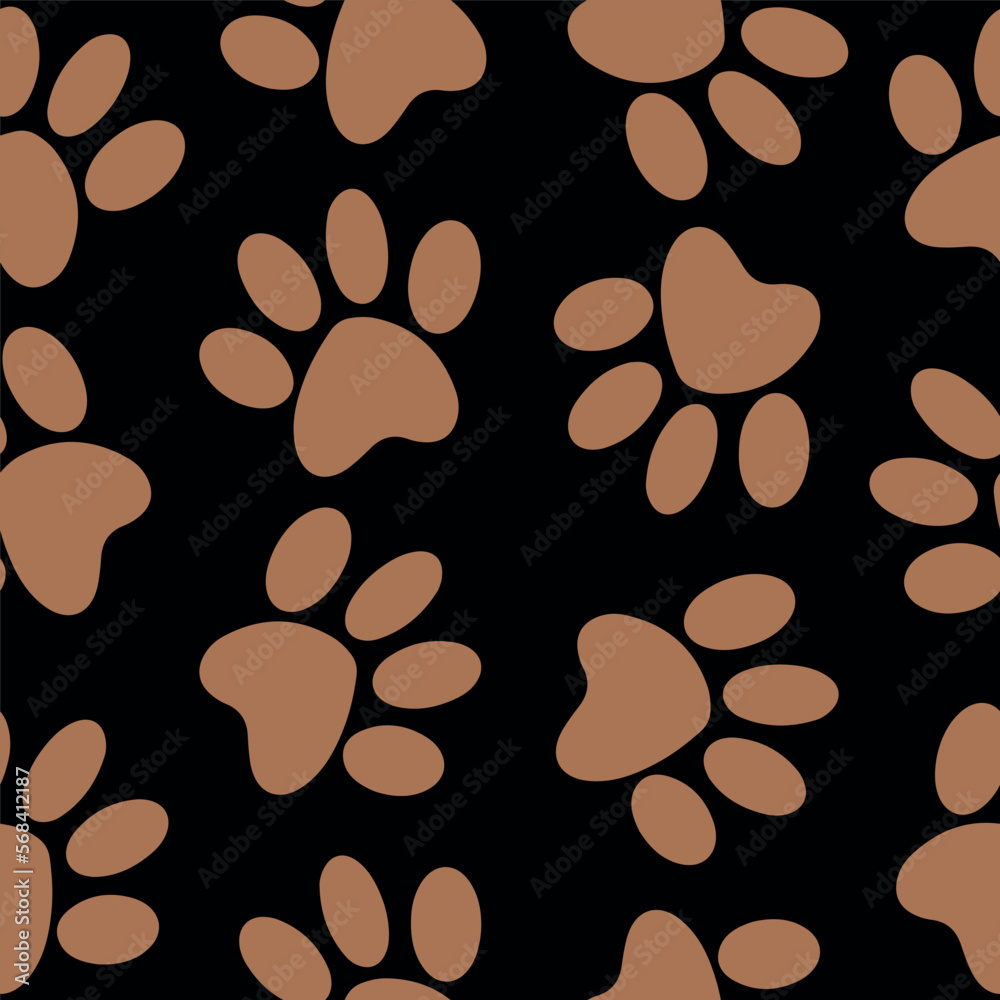 Seamless pattern of animal paws. Paw prints. Dog and cat puppy icon. Traces of a pet. Seamless pattern of animal paws. Paw prints. Dog and cat puppy icon. Traces of a pet.