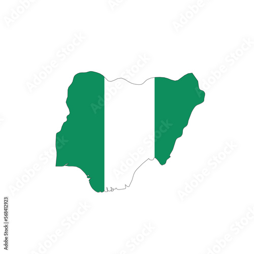 Nigeria national flag in a shape of country map