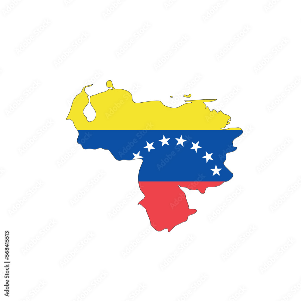 Venezuela national flag in a shape of country map Venezuela national flag in a shape of country map