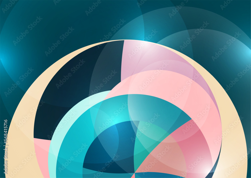 Obraz premium Colorful abstract circles, parts of a circle. Overlay circles. Fashion cover for poster, cover, banner, flyer, brochure. Vector