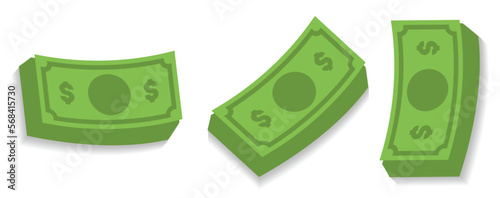 Illustration vector graphic of  Dollar sign, two dollar bill icon, dollar bill symbol.