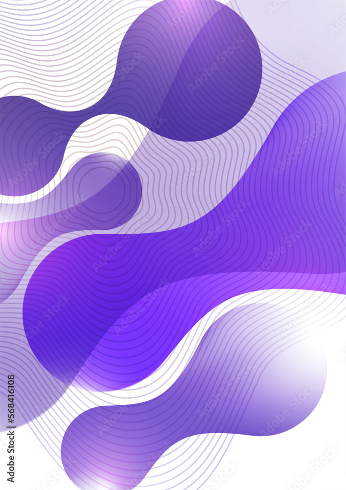 Smooth overlapping transparent shapes. Bright gradient flow, dynamic liquid texture. Fashion art for cover, poster, web, page, social media, announcement, postcard. Vector