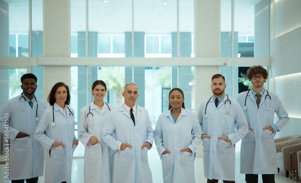 Portrait of Doctors and medical students with various gestures to prepare for patient care Portrait of Doctors and medical students with various gestures to prepare for patient care
