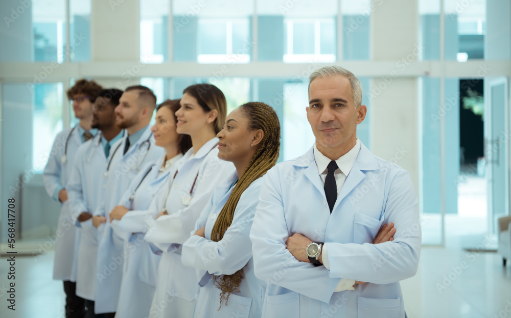 Portrait of Doctors and medical students with various gestures to prepare for patient care Portrait of Doctors and medical students with various gestures to prepare for patient care