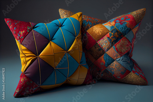 pillow made of patchwork fabric