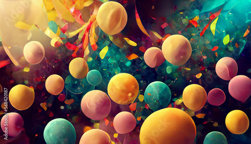 Original Colorful confetti as abstract party wallpaper background header. Generative Ai © hassanmim2021