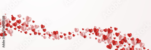 Flying hearts in pink and white color isolated on transparent background. Vector illustration.