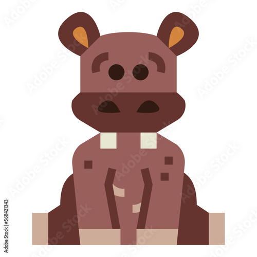 Hippopotamus flat icon style