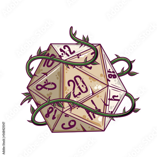 Dice for playing DnD. Tabletop role-playing game Dungeon and dragons with d20.