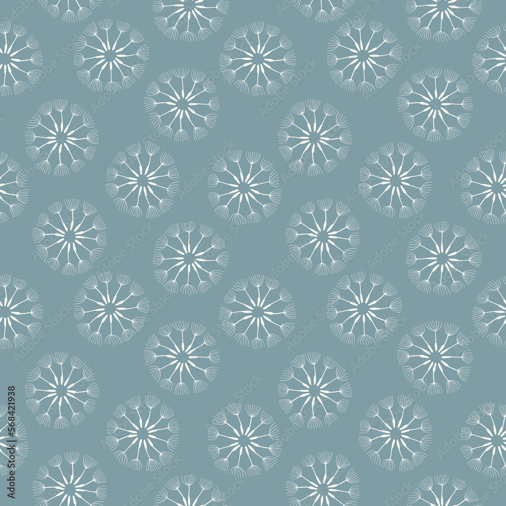 Floral seamless pattern. Blow ball dandelion seeds on blue background. For textiles, wallpapers, paper, print. Isolated vector. Floral seamless pattern. Blow ball dandelion seeds on blue background. For textiles, wallpapers, paper, print. Isolated vector.