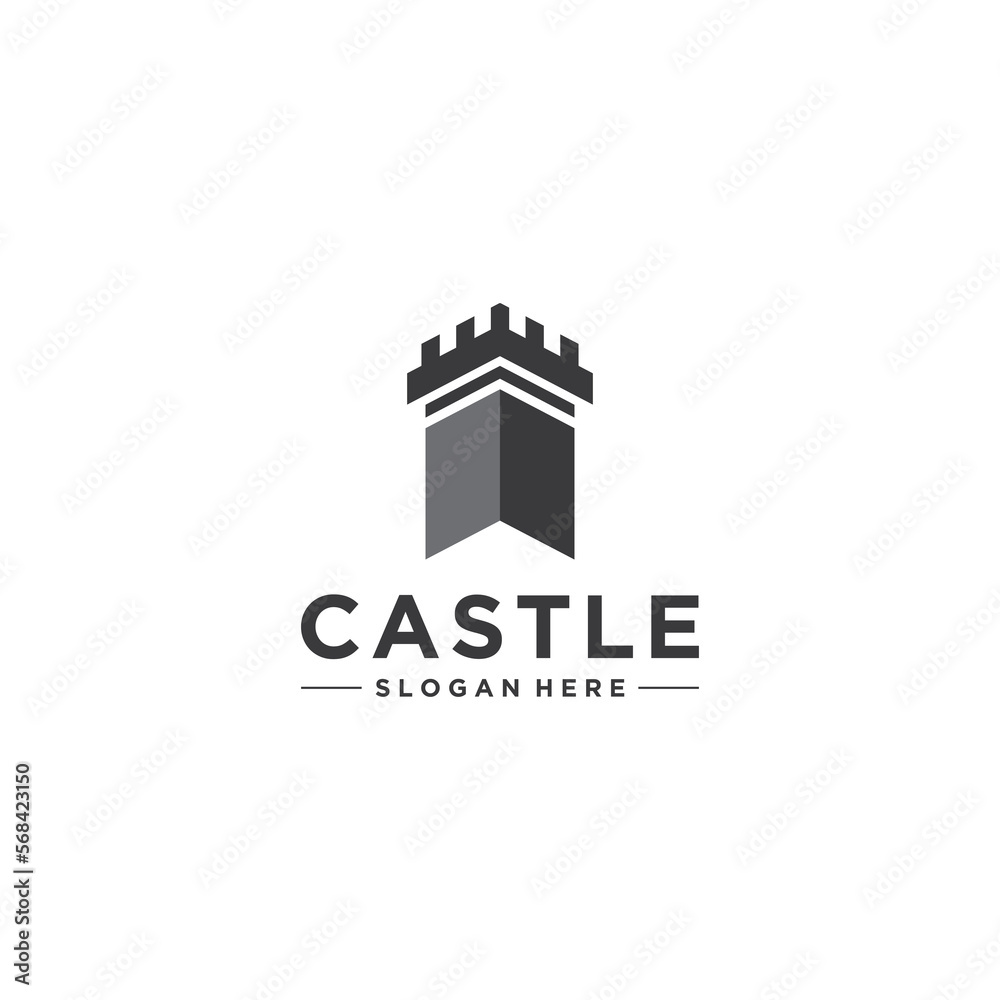 castle logo template vector in white background