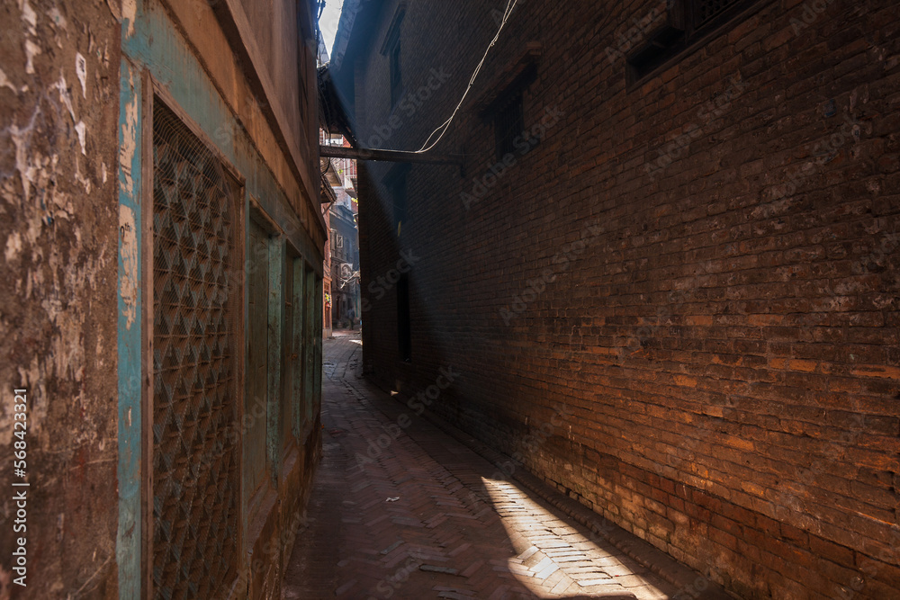 Alley way in Bhaktapur old town, Nepal