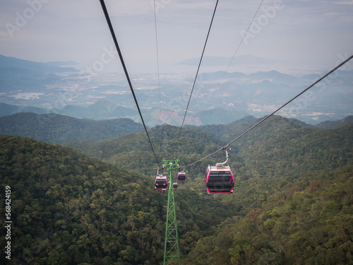 The Ba Na Hills Cableway car through the mountains and enjoyed the scenic view.